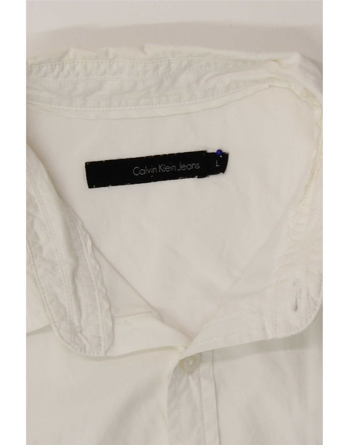 Calvin Klein Jeans Herren Kurzarmhemd Large Weiß