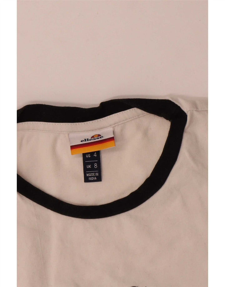 Ellesse Womens Graphic T-Shirt Top UK 8 Small Weiße Baumwolle
