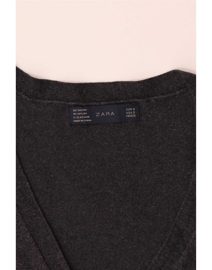 Zara Damen-Cardigan-Pullover UK 10 Small Grey Rayon