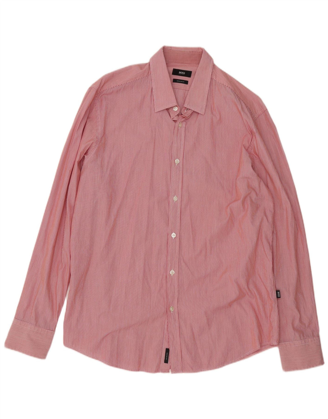 Hugo Boss Herren-Hemd mit normaler Passform, XL, roter Nadelstreifen
