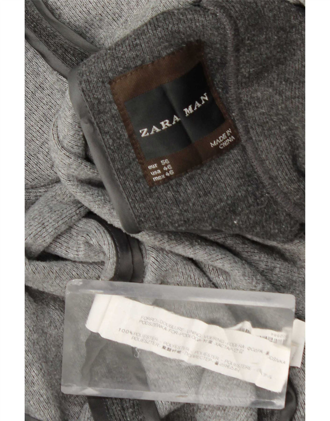 Zara Herren-Blazerjacke mit 2 Knöpfen, EU 56, XL, grau, Polyester