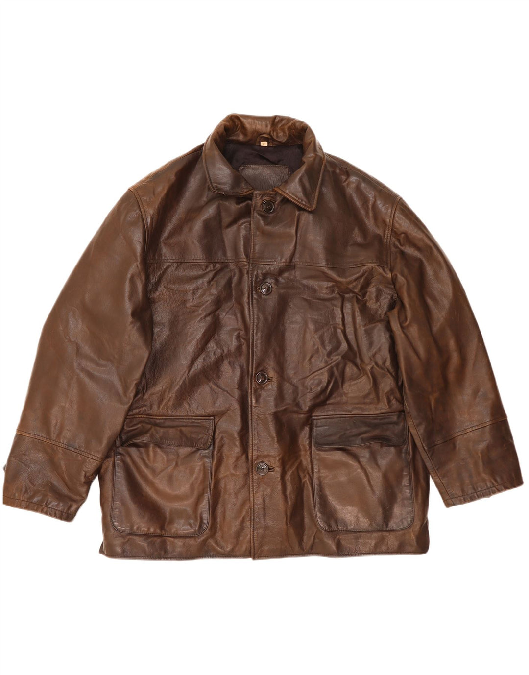 Vintage Herren Lederjacke IT 54 2XL Braunes Leder