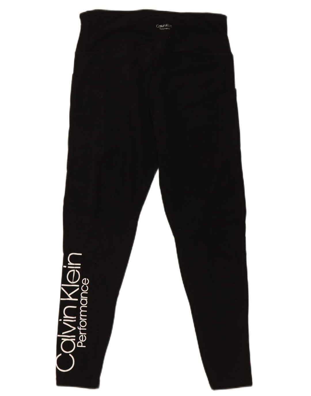 CALVIN KLEIN Damen Graphic Crop Leggings UK 12 Mittelschwarze Baumwolle