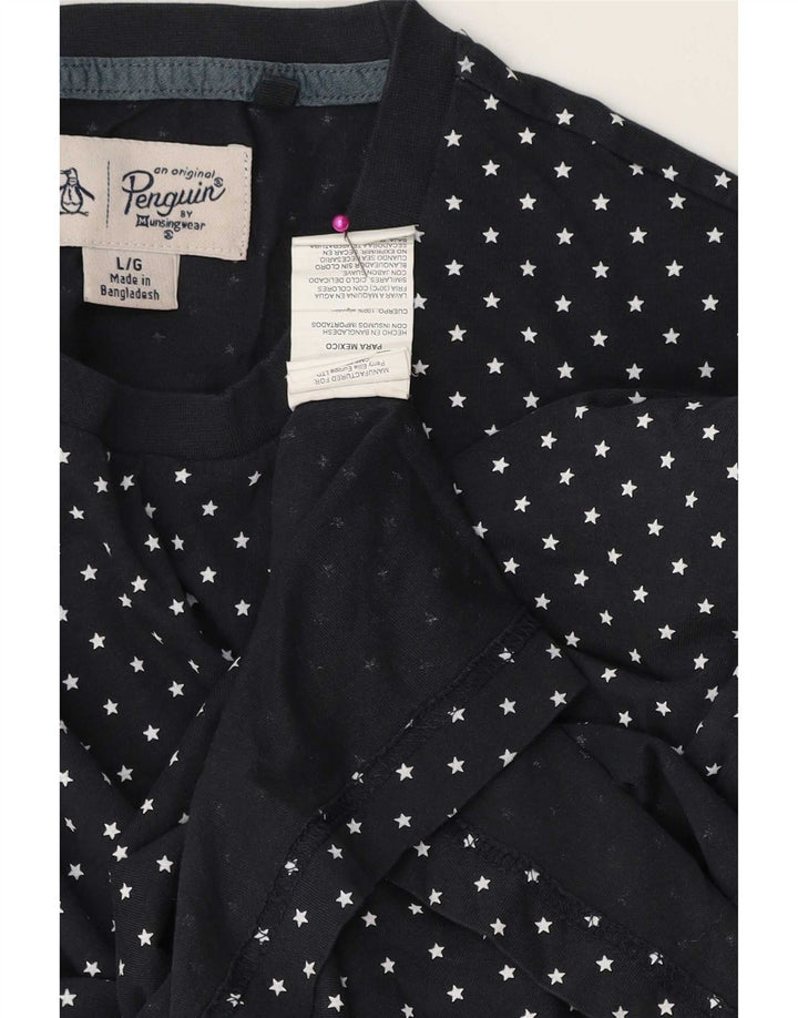 Penguin Herren-T-Shirt, groß, marineblau gepunktet, Baumwolle