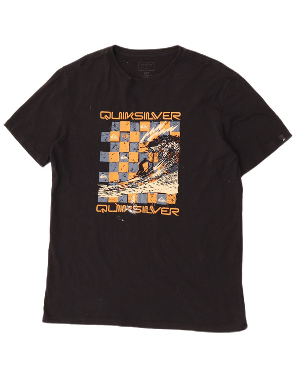 Quiksilver Mens Regular Graphic T-Shirt Top Large Schwarz Baumwolle