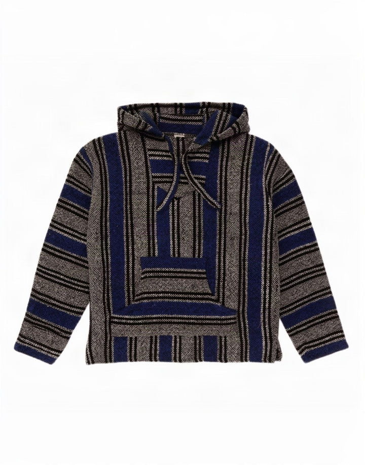 Vintage Herren Kapuzenpullover Pullover klein blau gestreift