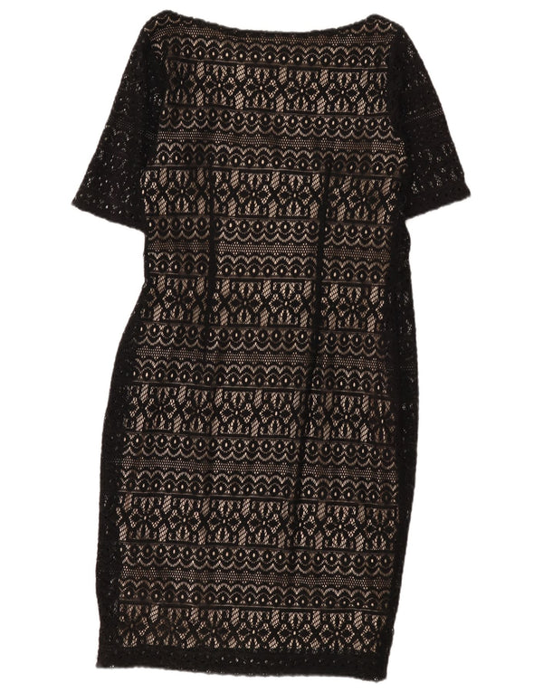 Marks & Spencer Spitzen-Etuikleid für Damen, Gr. 12, Mittelschwarz, geblümt