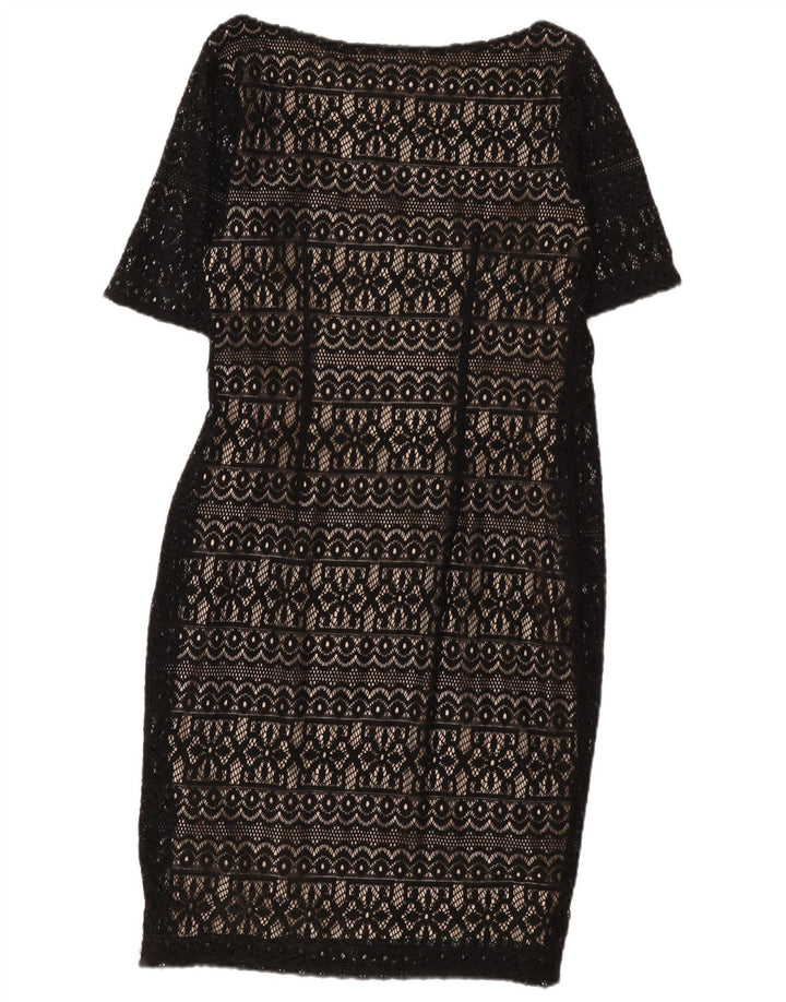 Marks & Spencer Spitzen-Etuikleid für Damen, Gr. 12, Mittelschwarz, geblümt