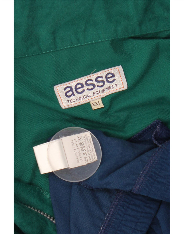 Aesse Herren-Trainingsanzug-Oberteil aus Velours, 2XL, Marineblau, Farbblock-Polyester