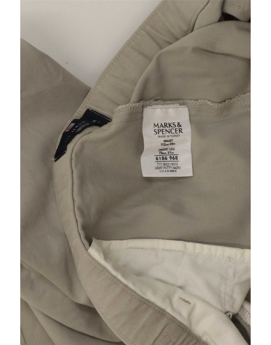 Marks & Spencer Herren-Chinohose Harbor Pegged, Blau, W44, L31, Khaki