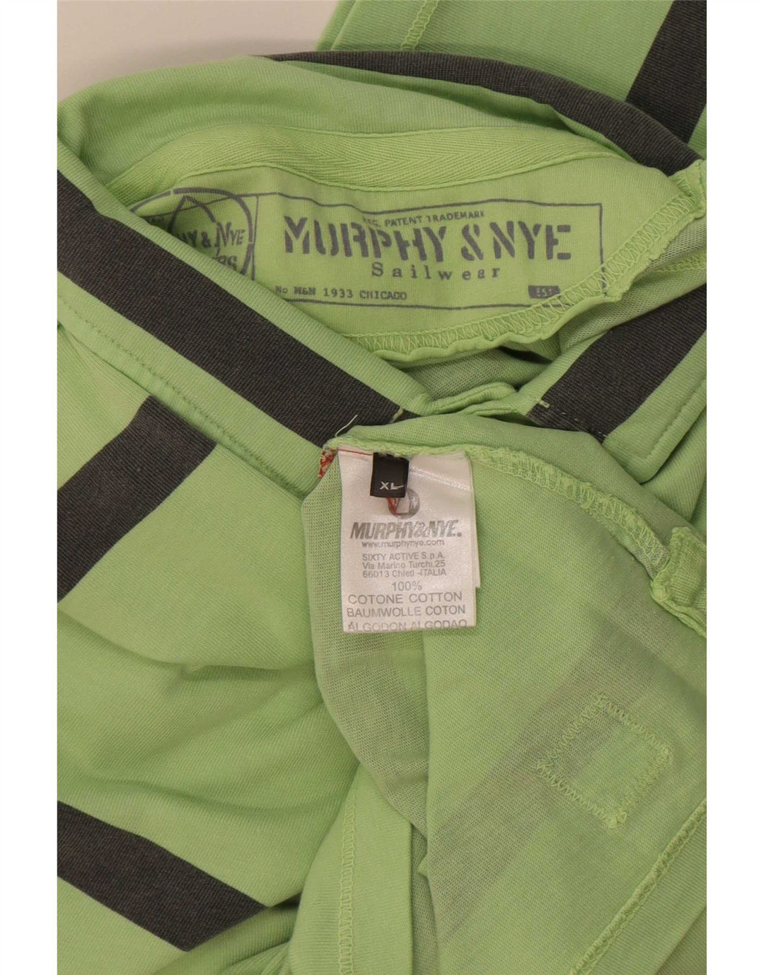 Murphy & Nye Herren Poloshirt XL grün gestreift aus Baumwolle