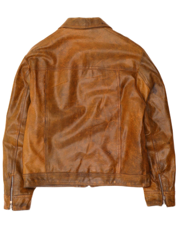 Vintage Herren Lederjacke UK 38 Mittelbraunes Leder