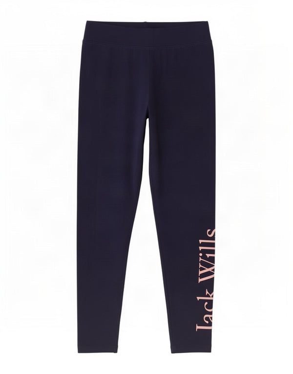 Jack Wills Mädchen-Leggings mit Grafik, 9–10 Jahre, marineblaue Baumwolle