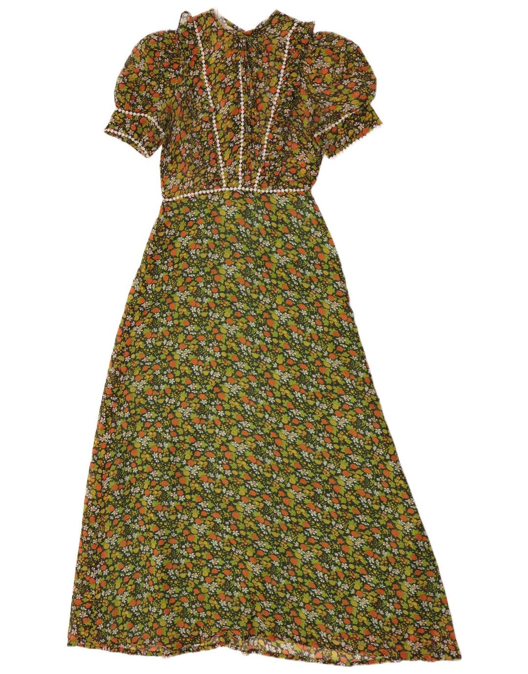 Radley Damen Maxikleid EU 38 Mittelgrün geblümt