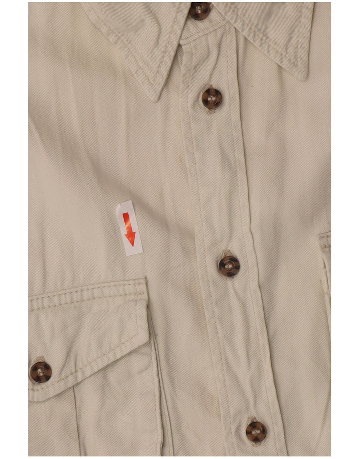 Wrangler Herren-Kurzarm-Militärhemd aus mittelweißer Baumwolle