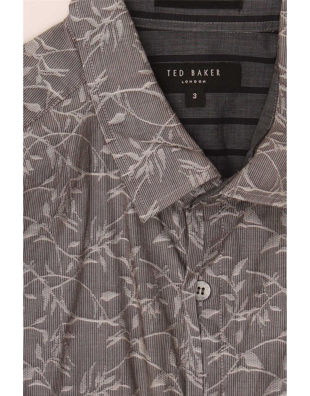 Ted Baker Herrenhemd Größe 3 Mittelgrau geblümt