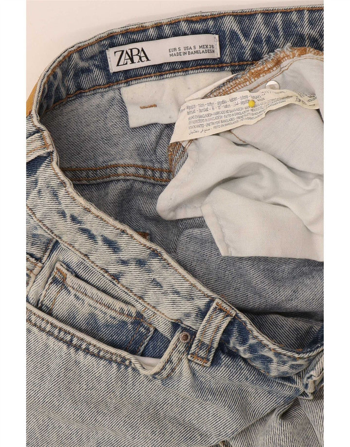Zara Damen Jeansrock Small W26 Blaue Baumwolle