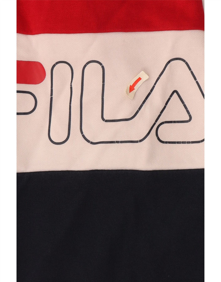 Fila Damen-Sweatshirt-Pullover UK 14 Medium Mehrfarbiger Farbblock