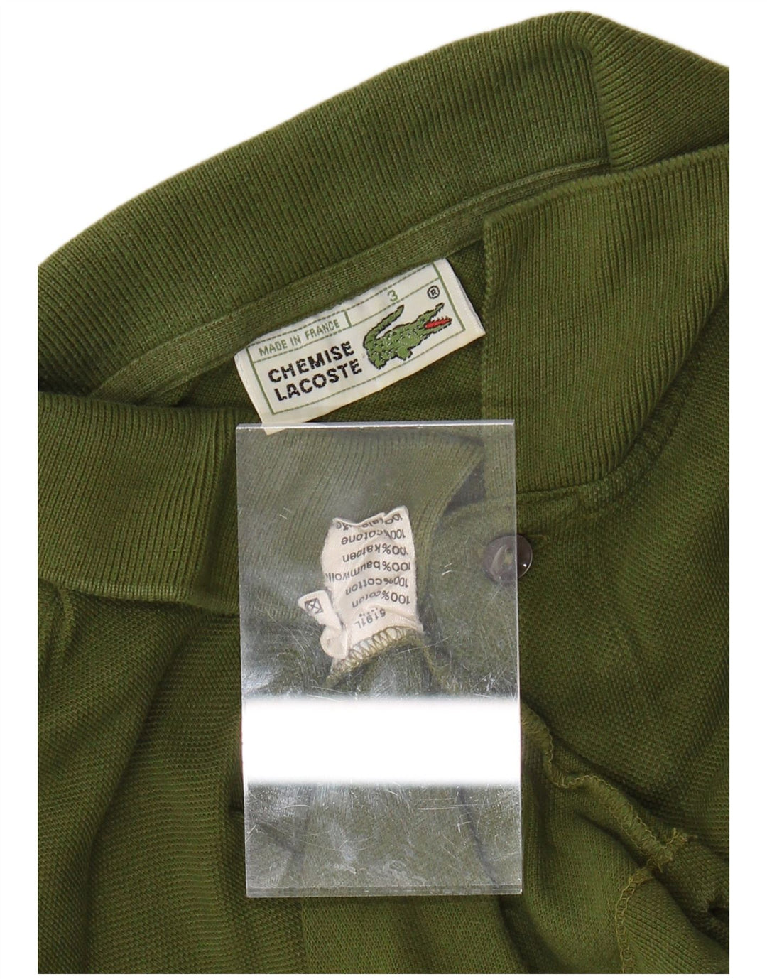 LACOSTE Herren-Poloshirt, Größe 3, kleine Khaki-Baumwolle