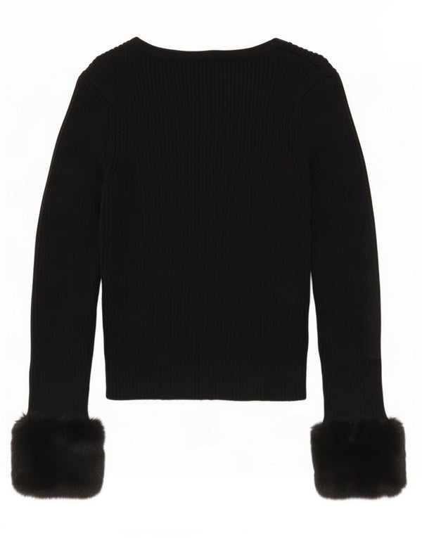 Zara Damen Crop Cardigan Pullover UK 12 Medium Schwarz