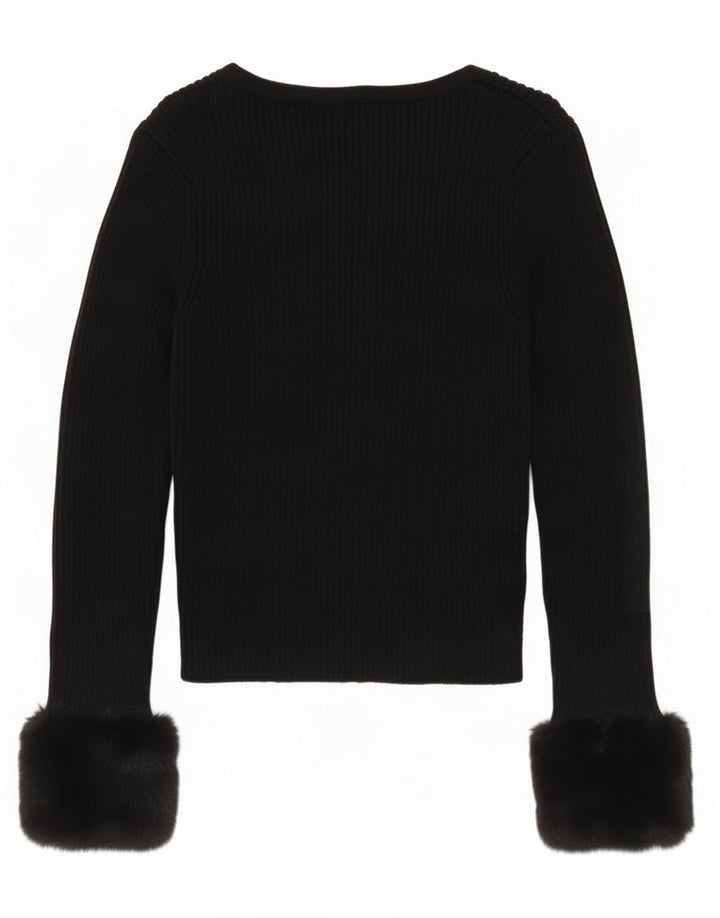Zara Damen Crop Cardigan Pullover UK 12 Medium Schwarz