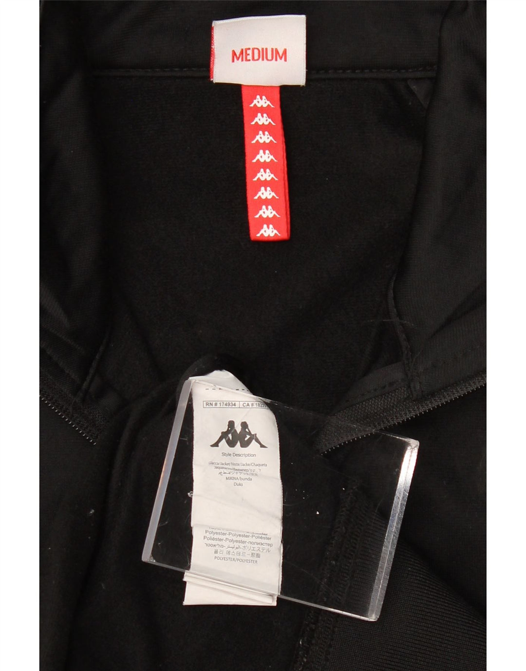 KAPPA Herren-Trainingsanzugoberteil mit Grafik, Mittelschwarzes Farbblock-Polyester