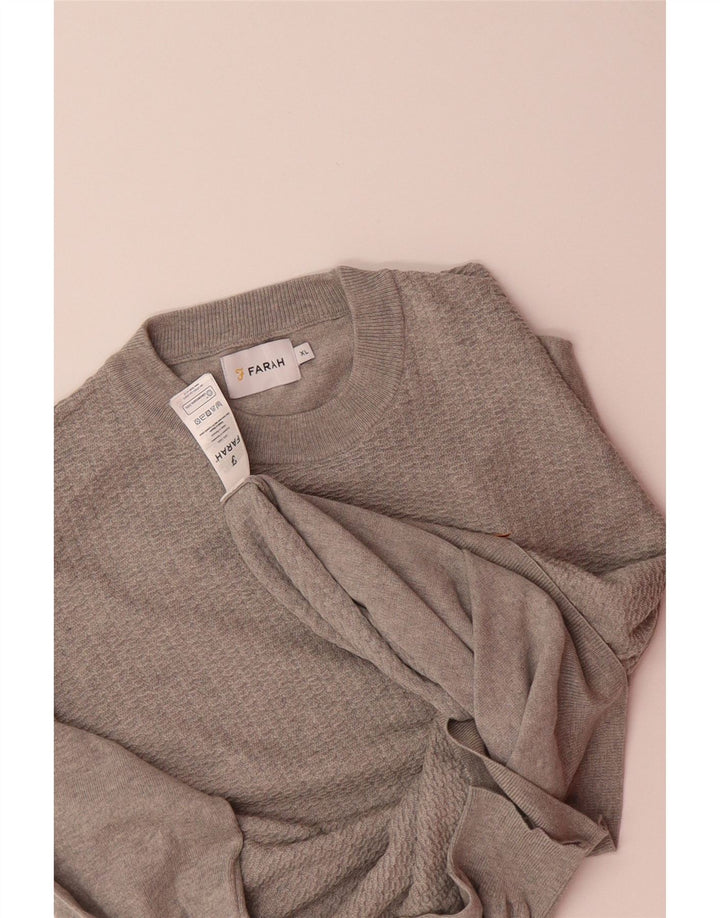 FARAH Mens Crew Neck Jumper Sweater XL Grey Cotton Vintage Farah and Second-Hand Farah from Messina Hembry 