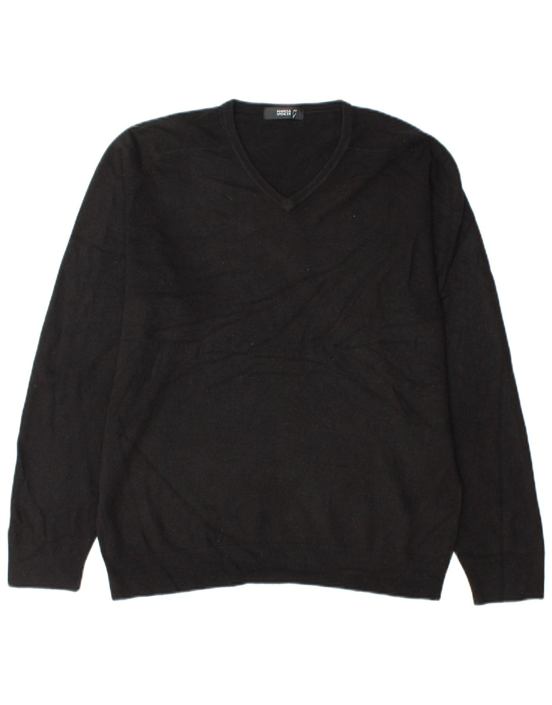 Marks & SPENCER Herren-Pullover mit V-Ausschnitt, mittelschwarz, Acryl