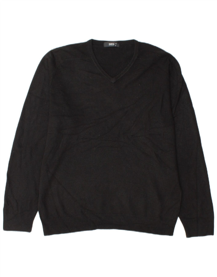 Marks & SPENCER Herren-Pullover mit V-Ausschnitt, mittelschwarz, Acryl