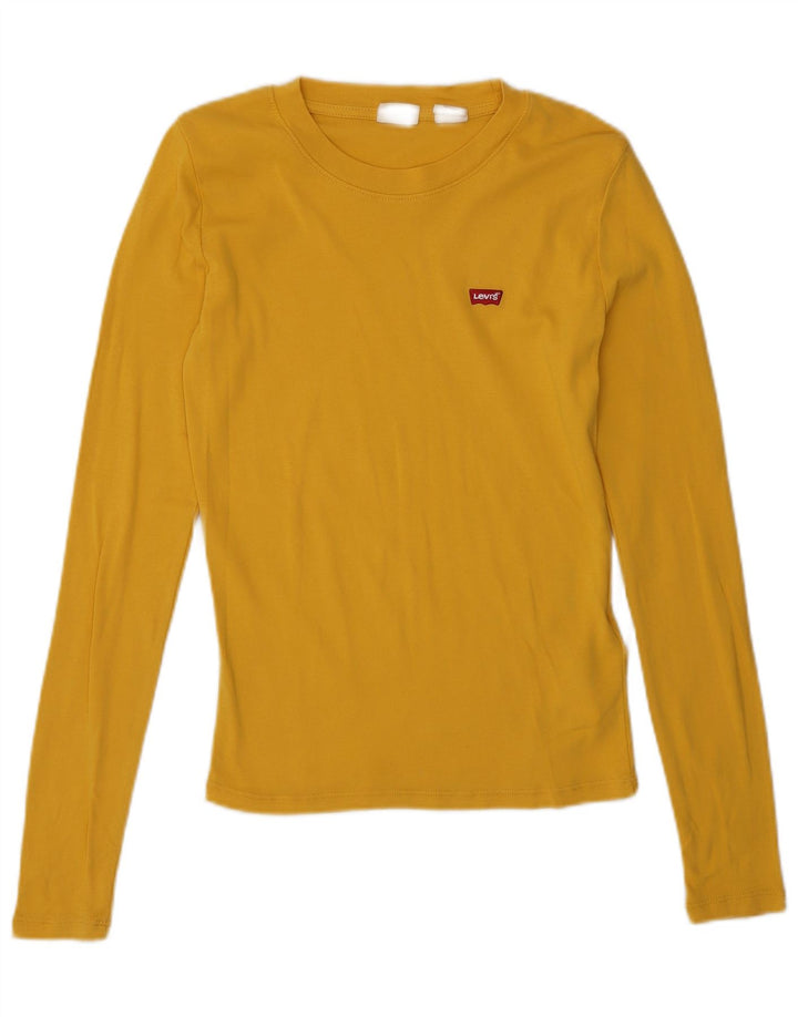 Levi's Damen Top Langarm UK 6 XS Gelb Baumwolle