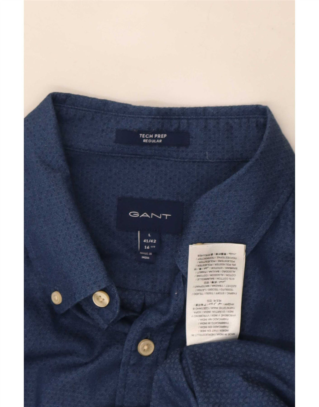 Gant Herren-Hemd mit normaler Passform, Größe 41/42, 16 1/2 groß, Marineblau gepunktet