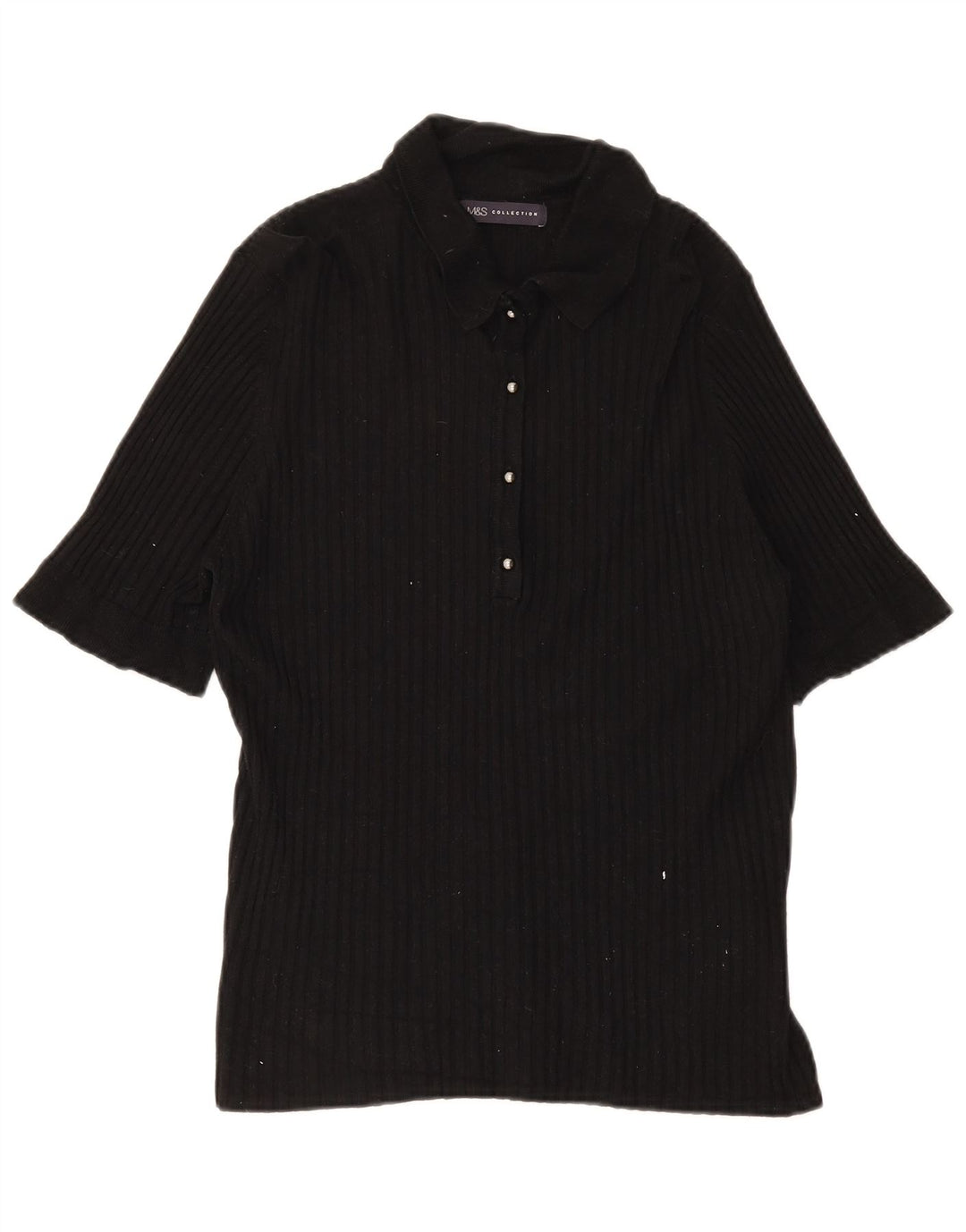 Marks & Spencer Damen Poloshirt UK 18 XL Schwarze Viskose