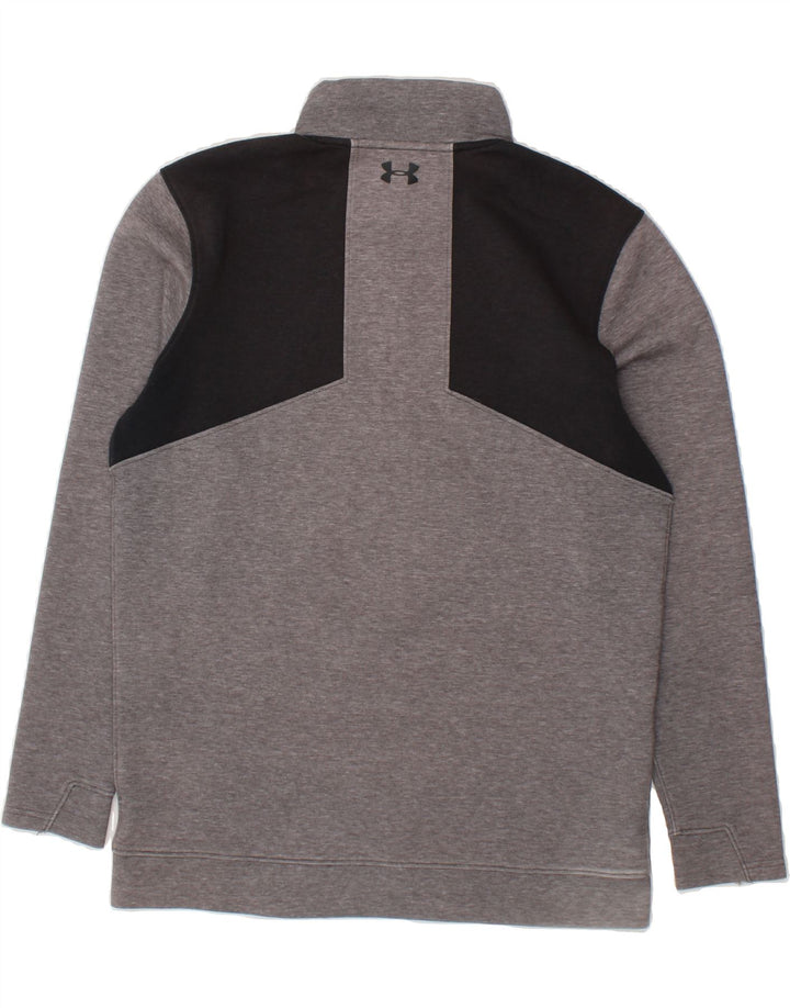 UNDER ARMOUR Mens Zip Neck Sweatshirt Jumper Medium Grey Colourblock Vintage Under Armour and Second-Hand Under Armour from Messina Hembry 