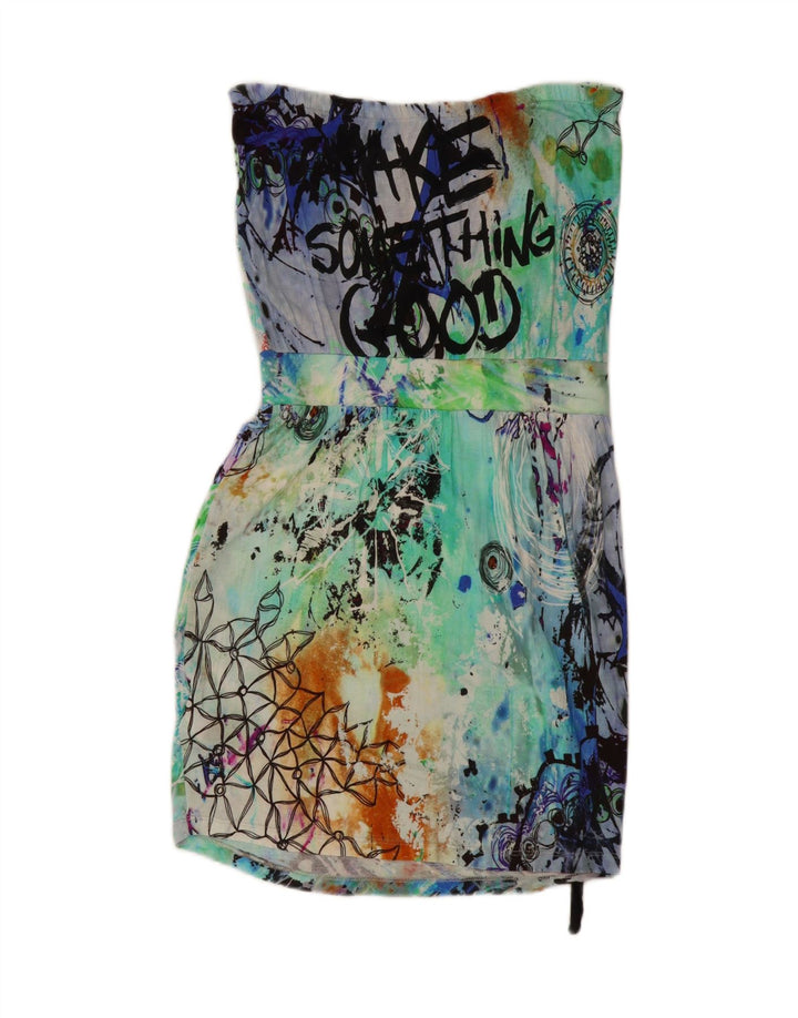 DESIGUAL Womens Abstract Pattern Strapless Dress UK 18 XL Multicoloured Vintage Desigual and Second-Hand Desigual from Messina Hembry 
