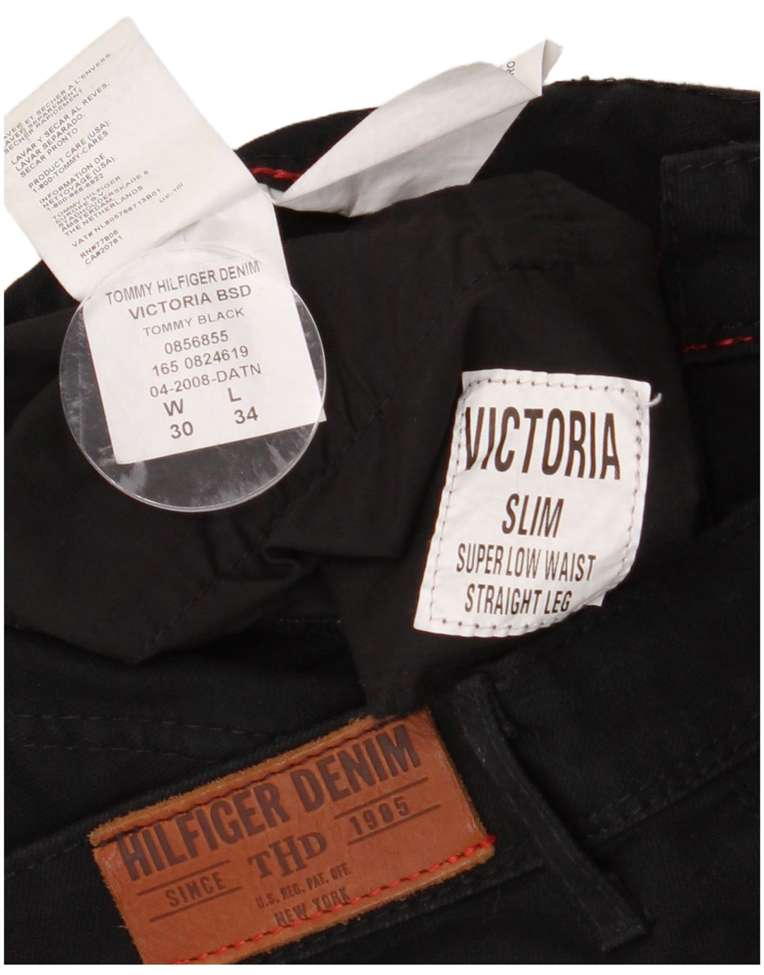 Tommy Hilfiger Damen-Freizeithose mit niedriger Taille, W30, L34, schwarze Baumwolle