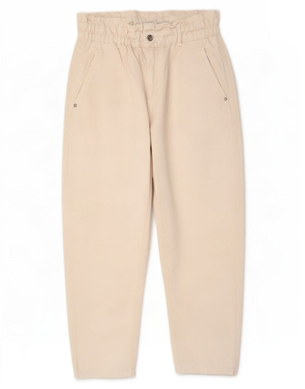 Zara Damen-Jeans mit hoher Taille, kurz geschnitten, EU 40, mittelgroß, W30, L25, beige Baumwolle