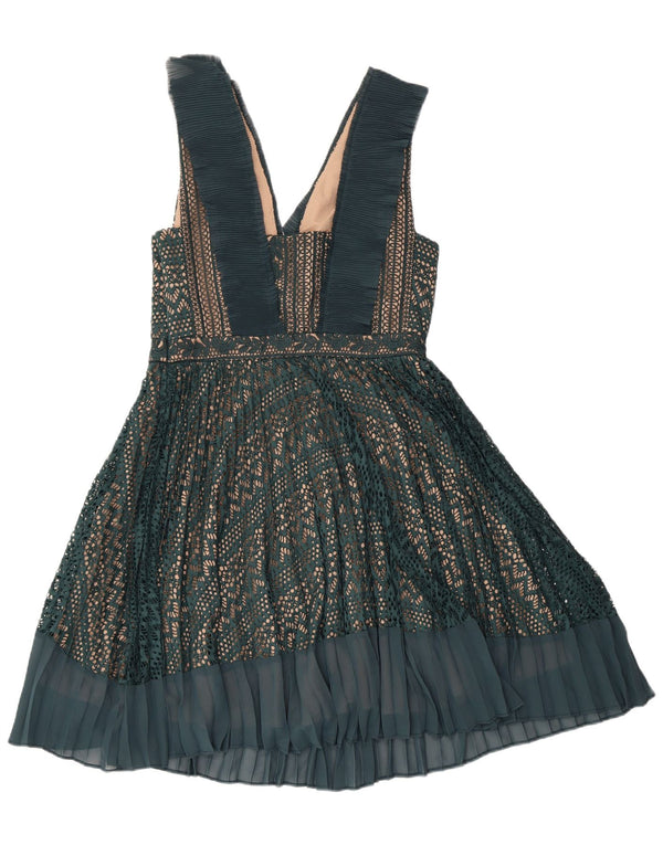 FRENCH CONNECTION Damen Ärmelloses A-Linien-Kleid UK 12 Mittelgrün