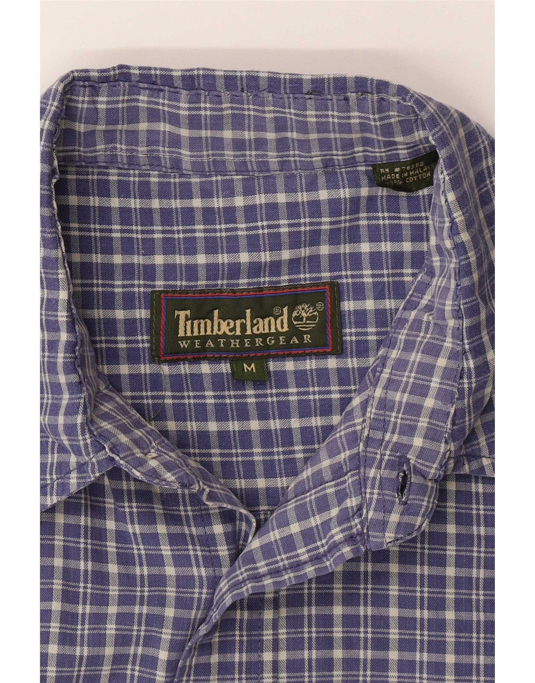 Timberland Herren-Kurzarmhemd aus mittelblauer, karierter Baumwolle