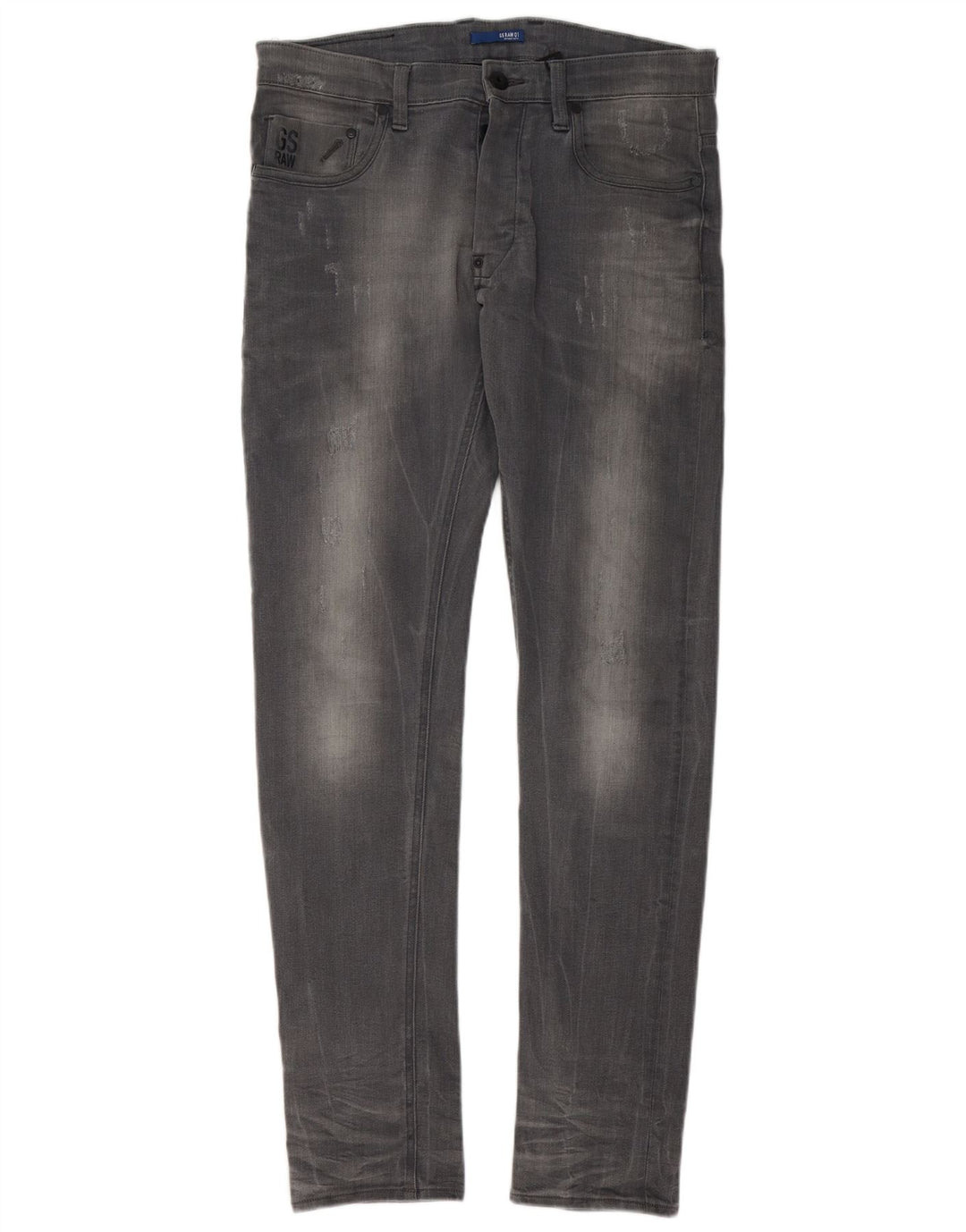 G-Star Herren Revend Distressed Super Slim Jeans W33 L34 Graue Baumwolle