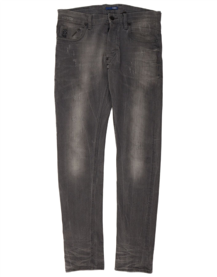G-Star Herren Revend Distressed Super Slim Jeans W33 L34 Graue Baumwolle