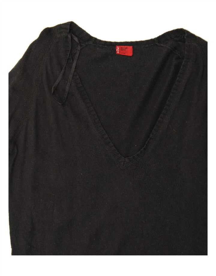 LEVI'S Womens V-Neck Jumper Sweater UK 16 Large Black Cotton Vintage Levi's and Second-Hand Levi's from Messina Hembry 