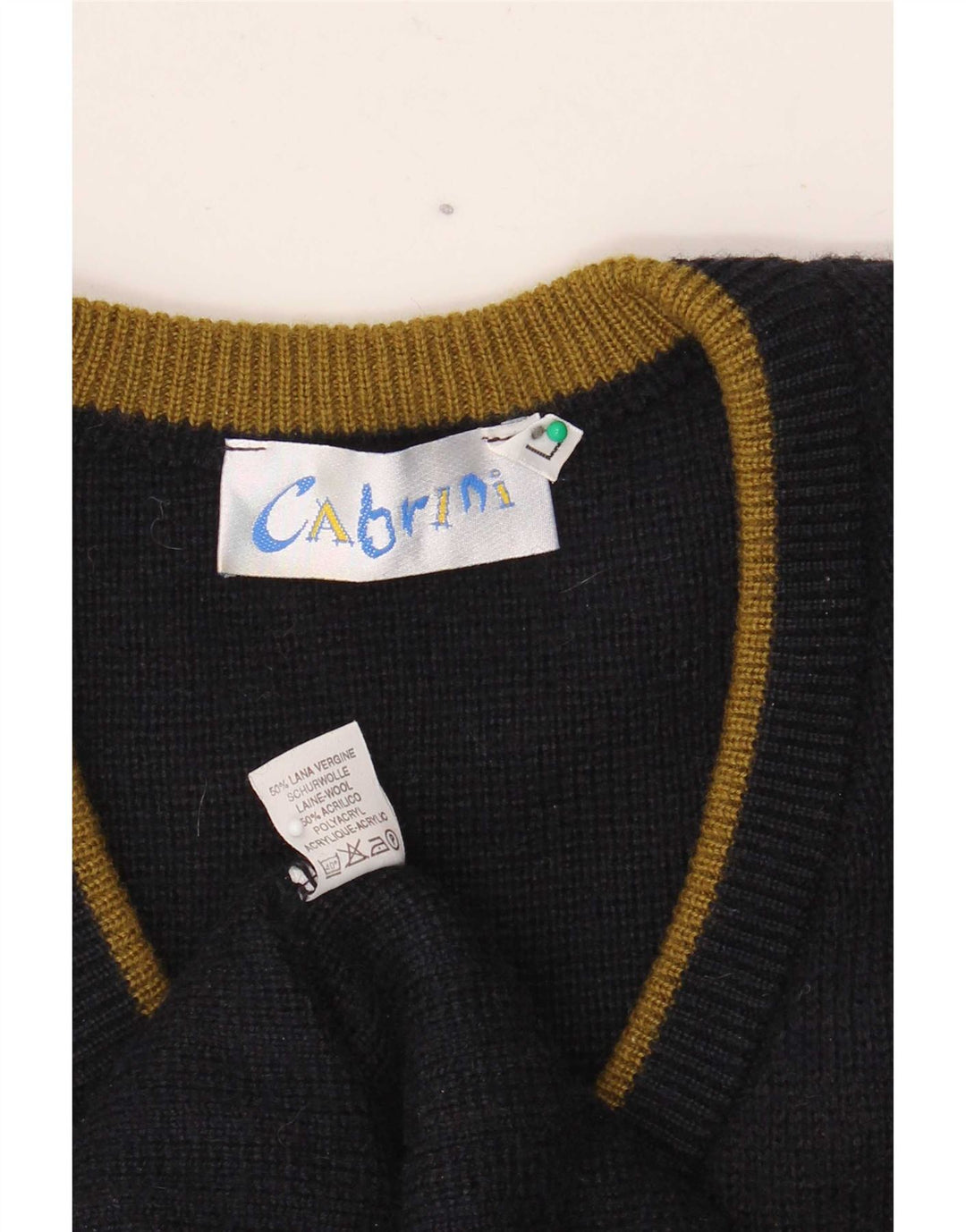 Cabrini Herren-Pullover mit V-Ausschnitt, groß, marineblau, Argyle-/Diamant-Wolle