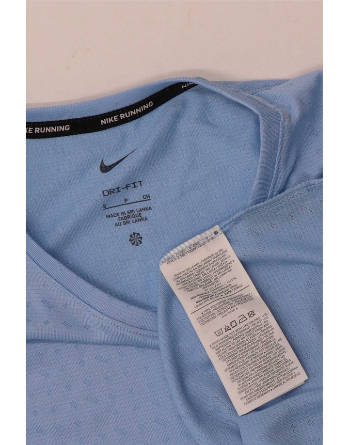 Nike Herren Dri Fit T-Shirt-Oberteil, klein, blau gepunktetes Polyester