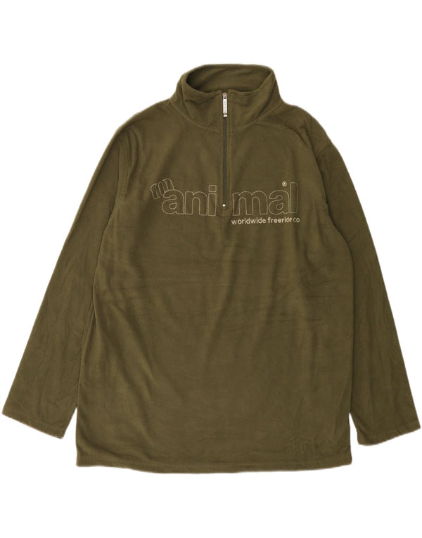 Animal Herren-Fleecepullover mit grafischem Reißverschluss und Halsausschnitt, XL, Khaki, Polyester