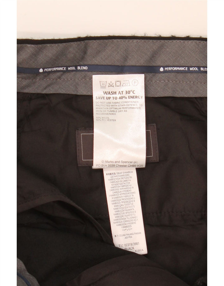 MARKS & SPENCER Herren-Anzughose mit normaler Passform, W34, L31, schwarze Wolle