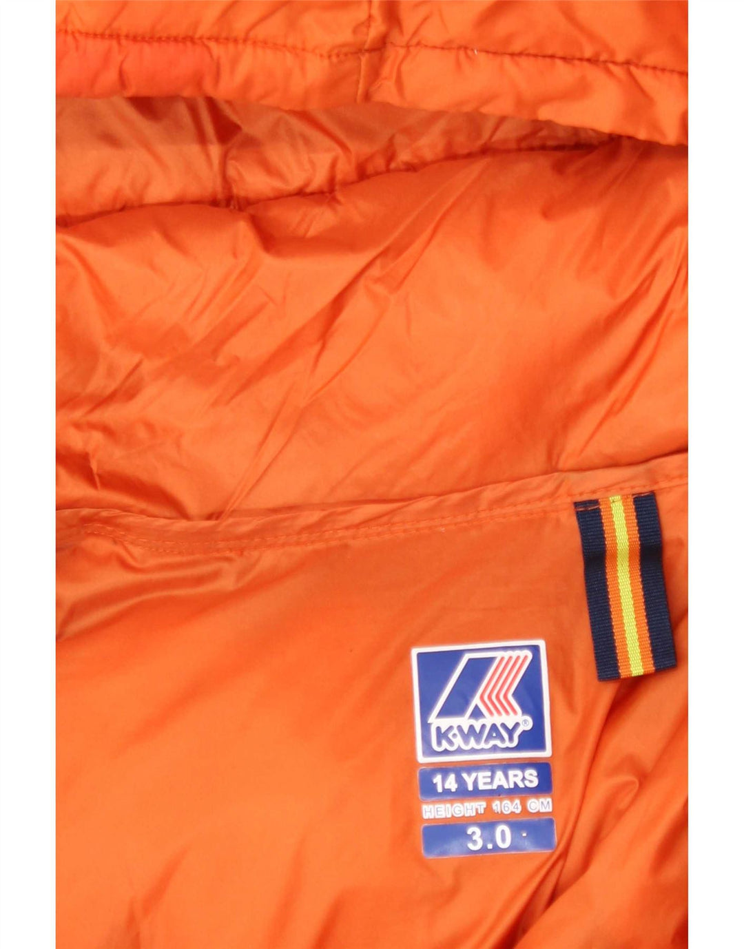 K-Way Wattierte Jacke mit Kapuze für Jungen, 13–14 Jahre, orangefarbenes Polyester
