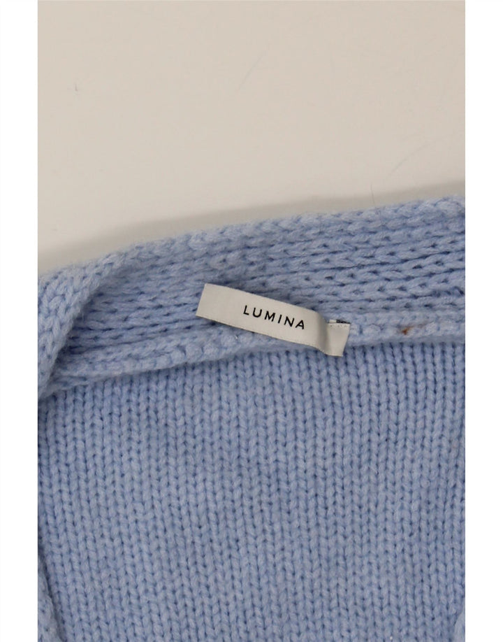 LUMINA Womens Crop Cardigan Sweater UK 14 Medium Blue Polyamide Vintage Lumina and Second-Hand Lumina from Messina Hembry 