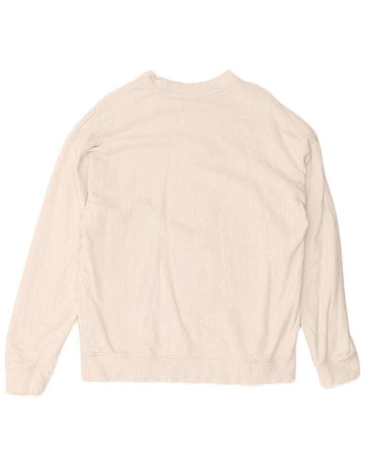 ADIDAS Damen Grafik-Sweatshirt-Pullover UK 14 Große weiße Baumwolle