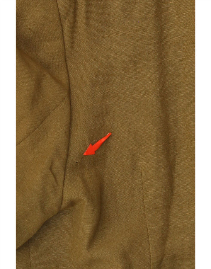 VINTAGE Damen 4-Knopf-Blazerjacke IT 44 Medium Khaki Rayon