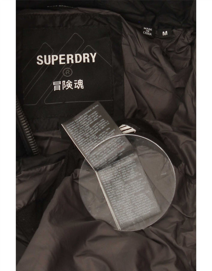 Superdry Herren-Jacke mit Kapuze, gepolstert, UK 38, Mittelschwarz, Polyester